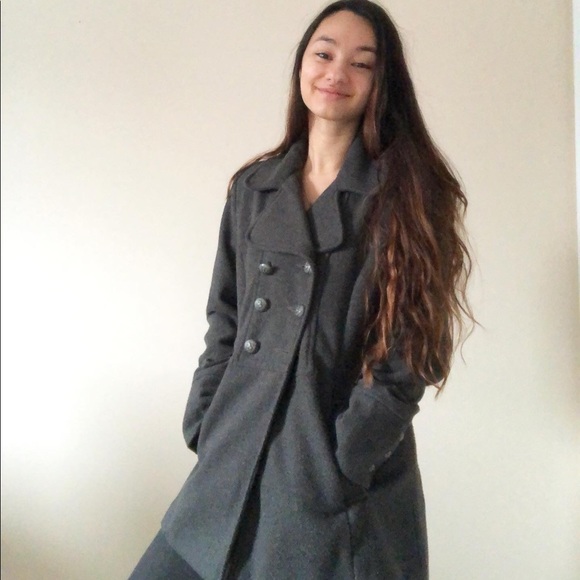 Grey double breasted coat - Picture 3 of 8